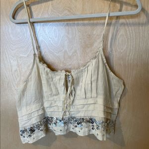 Size Cream Sequin Crop Top